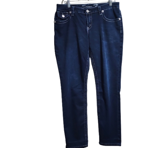 Seven 7 skinny streched jeans pockets rhinestones size 12 - Picture 1 of 8